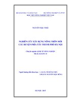 Nghiên cứu xây dựng nông thôn mới các huyện phía tây thành phố hà nội 