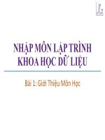 BÀI GIẢNG NHẬP MÔN LẬP TRÌNH KHOA HỌC DỮ LIỆU