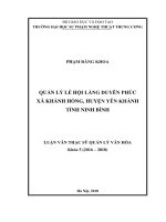(Luận văn thạc sĩ) Quản lý Lễ hội làng Duyên Phúc xã Khánh Hồng huyện Yên Khánh, tỉnh Ninh Bình