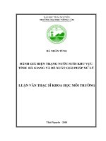 Đánh giá hiện trạng nước suối khu vực tỉnh Hà Giang và đề xuất giải pháp xử lý (Luận văn thạc sĩ)
