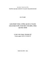 Giải pháp tăng cường quản lý ngân sách nhà nước ở huyện vân đồn, tỉnh quảng ninh 