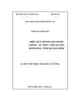 HIỆU QUẢ THANH TRA HÀNH CHÍNH   từ THỰC TIỄN HUYỆN MINH hóa, TỈNH QUẢNG BÌNH