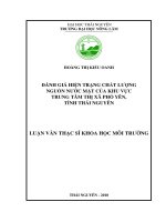 Đánh giá hiện trạng chất lượng nguồn nước mặt của khu vực trung tâm thị xã Phổ Yên, tỉnh Thái Nguyên (Luận văn thạc sĩ)