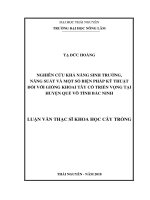 Nghiên cứu khả năng sinh trưởng, năng suất và một số biện pháp kỹ thuật đối với giống khoai tây có triển vọng tại huyện quế võ tỉnh bắc ninh 