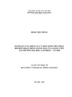 Đánh giá tác động của ý kiến sinh viên phản hồi đến hoạt động giảng dạy của giảng viên tại trường đại học lao động – xã hội 