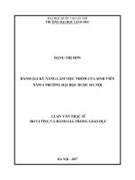 Đánh giá kỹ năng làm việc nhóm của sinh viên năm 4 trường đại học dược hà nội 