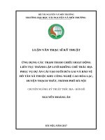 Ứng dụng các trạm tham chiếu hoạt động liên tục thành lập lưới khống chế trắc địa phục vụ dự án cải tạo suối dứa gai và bảo vệ hồ tân xã thuộc khu công nghệ cao hòa lạc, thạch thất, hà nội 