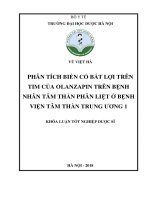 Phân tích biến cố bất lợi trên tim của olanzapin trên bệnh nhân tâm thần phân liệt ở bệnh viện tâm thần trung ương 1 