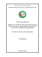 Nghiên cứu, đánh giá mức độ tích lũy một số kim loại nặng as, hg, pb trong trầm tích và ngao vùng ven biển tỉnh thái bình 