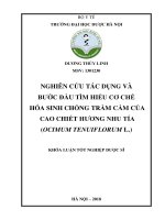 Nghiên cứu tác dụng và bước đầu tìm hiểu cơ chế hóa sinh chống trầm cảm của cao chiết hương nhu tía (ocimum tenuifloruml ) 