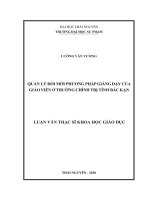 Quản lý đổi mới phương pháp giảng dạy của giáo viên ở Trường Chính trị tỉnh Bắc Kạn (Luận văn thạc sĩ)