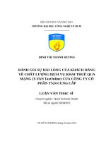 Đánh giá sự hài lòng của khách hàng về chất lượng dịch vụ khai thuế qua mạng (t van taxonline) của công ty cổ phần TS24 cung cấp 