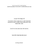 Ứng dụng công nghệ GIS và viễn thám để đánh giá chất lượng nước sông đáy giai đoạn 2014 2015 