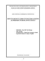 How to desingn games in english lesons at primary school effectively 