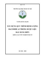 Xây dựng quy trình định lượng bacoside a3 trong dược liệu rau đắng biển 