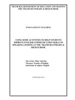 Using some activities to help students improve english communication skills in speaking lessons at nhu thanh secondary and high school  