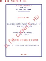 Hoàn thiện công tác quản lý nhà nước về du lịch tỉnh thừa thiên huế 