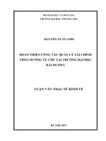 HOÀN THIỆN CÔNG tác QUẢN lý tài CHÍNH THEO HƯỚNG tự CHỦ tại TRƯỜNG đại học hải DƯƠNG