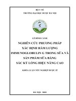 Nghiên cứu phương pháp xác định hàm lượng immunoglobulin g trong sữa và sản phẩm sữa bằng sắc ký lỏng hiệu năng cao 