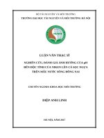 Nghiên cứu, đánh giá ảnh hưởng của ph đến độc tính của niken lên cá sọc ngựa trên mẫu nước sông đồng nai 