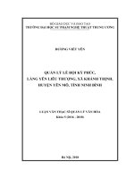 (Luận văn thạc sĩ) Quản lý lễ hội Kỳ Phúc, làng Yên Liêu Thượng, xã Khánh Thịnh, huyện Yên Mô, tỉnh Ninh Bình