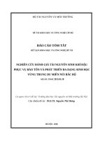 NGHIÊN cứu ĐÁNH GIÁ tài NGUYÊN SINH KHÍ hậu PHỤC vụ bảo tồn và PHÁT TRIỂN đa DẠNG SINH học VÙNG TRUNG DU MIỀN núi bắc bộ 