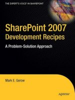 Apress sharepoint 2007 development recipes a problem solution approach jul 2008 ISBN 1430209615 pdf 