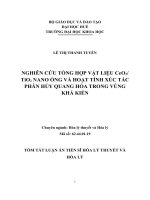 Nghiên cứu tổng hợp vật liệu ceo2 tio2 nano ống và hoạt tính xúc tác phân hủy quang hóa trong vùng khả kiến tt 