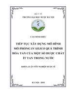 Tiếp tục xây dựng mô hình mô phỏng in silico quá trình hòa tan của một số dược chất ít tan trong nước 