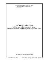 DỰ THẢO BÁO CÁO TỔNG KẾT NĂM HỌC 2017 – 2018, PHƯƠNG HƯỚNG NHIỆM VỤ NĂM HỌC 2018 - 2019