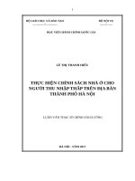 Thực hiện chính sách nhà ở cho người có thu nhập thấp trên địa bàn thành phố hà nội 