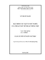 (Luận án tiến sĩ) Đặc điểm cấu tạo và ngữ nghĩa của thuật ngữ mĩ thuật tiếng Việt