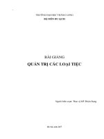BÀI GIẢNG QUẢN TRỊ CÁC LOẠI TIỆC