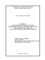 Kinh nghiệm giúp học sinh lớp 9 trường THCS nguyễn văn trỗi  hoằng quỳ làm tốt kiểu bài nghị luận về tác phẩm truyện 