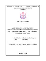 Nghiên cứu điều trị không mổ vỡ lách trong chấn thương bụng kín tại bệnh viện hữu nghị việt đức tt tiếng anh 