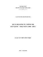 (Luận án tiến sĩ) Quan hệ kinh tế, chính trị Hàn Quốc – Nhật Bản (1980  2013)