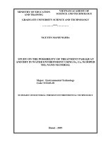Nghiên cứu khả năng xử lý paraquat và DDT trong môi trường nước bằng vật liệu nano tio2 pha tạp fe, co, ni  tt tiếng anh 