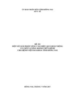 ĐỀ ÁN MỘT SỐ GIẢI PHÁP NÂNG CAO HIỆU QUẢ HOẠT ĐỘNG VÀ CHẤT LƯỢNG KHÁM CHỮA BỆNH CHO BỆNH VIỆN ĐA KHOA TỈNH ĐỒNG NAI