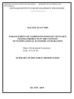 Nâng cao năng lực cạnh tranh của sản phẩm dệt may việt nam trong bối cảnh hội nhập kinh tế quốc tế tt 