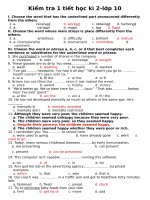 đề kiểm tra 1 tiết học kì 2 kèm đáp án