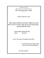 THỰC HIỆN CHÍNH SÁCH PHÁT TRIỂN DU LỊCH BỀN VỮNG TỪ THỰC TIỄN QUẬN NGŨ HÀNH SƠN, THÀNH PHỐ ĐÀ NẴNG