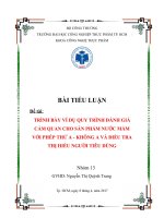 TRÌNH BÀY VÍ DỤ QUY TRÌNH ĐÁNH GIÁ CẢM QUAN CHO SẢN PHẨM NƯỚC MẮM  VỚI PHÉP THỬ A  KHÔNG A VÀ ĐIỀU TRA  THỊ HIẾU NGƯỜI TIÊU DÙNG