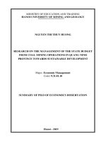 Nghiên cứu quản lý ngân sách nhà nước từ hoạt động khai thác than trên địa bàn tỉnh quảng ninh theo hướng phát triển bền vững tt tiếng anh 
