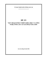 ĐỀ ÁN “QUY HOẠCH PHÁT TRIỂN KHOA HỌC VÀ CÔNG NGHỆ TỈNH LÀO CAI GIAI ĐOẠN 2011-2020”