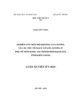 LATS Y HỌC - Nghiên cứu mật độ khoáng của xương và các yếu tố nguy cơ gãy xương ở phụ nữ sau mãn kinh tại Thành phố Rạch Giá tỉnh Kiên Giang. (FULL TEXT)