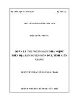 Quản lý thu ngân sách nhà nước trên địa bàn huyện hòn đất, tỉnh kiên giang 