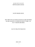 Phát triển năng lực đánh giá lời giải cho học sinh trong dạy học giải quyết vấn đề đối với chủ để tổ hợp xác suất ở trường phổ thông 