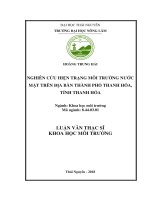 (Luận văn thạc sĩ) Nghiên cứu hiện trạng môi trường nước mặt trên địa bàn thành phố Thanh Hóa, tỉnh Thanh Hóa