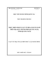 THỰC HIỆN PHÁP LUẬT về hòa GIẢI ở cơ sở TRÊN địa bàn THÀNH PHỐ QUẢNG NGÃI, TỈNH QUẢNG NGÃI 