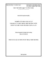 Nghiên cứu khả năng xử lý paraquat và DDT trong môi trường nước bằng vật liệu nano tio2 pha tạp fe, co, ni  tt 